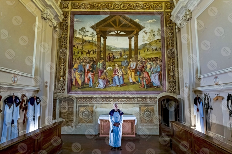 Oratorio di Santa Maria dei Bianchi Adorazione dei Magi Città della Pieve Perugino fresco art  Città della Pieve