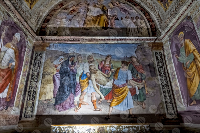 Chiesa Monumentale della Madonna della lacrima traslazione del corpo di Cristo Giovanni Di Pietro lo Spagna affresco arte  Trevi
