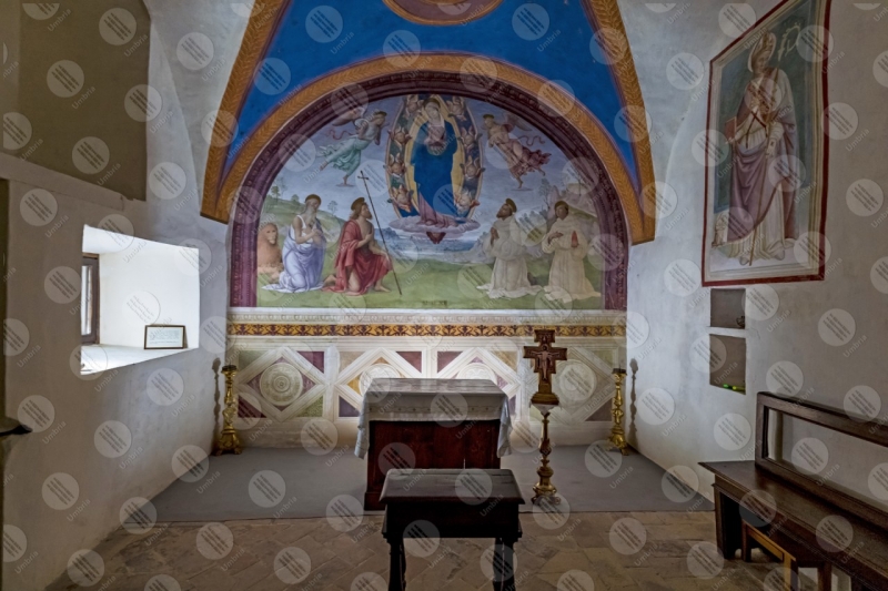 Convento San Martino Cappella di Cesare e Minerva Giovanni Di Pietro lo Spagna affresco arte altare  Trevi