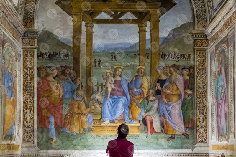 Chiesa Monumentale della Madonna della lacrima Pietro Vannucci Perugino affresco arte uomo  Trevi
