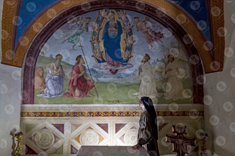Convento San Martino Cappella di Cesare e Minerva Giovanni Di Pietro lo Spagna affresco arte donna suora  Trevi
